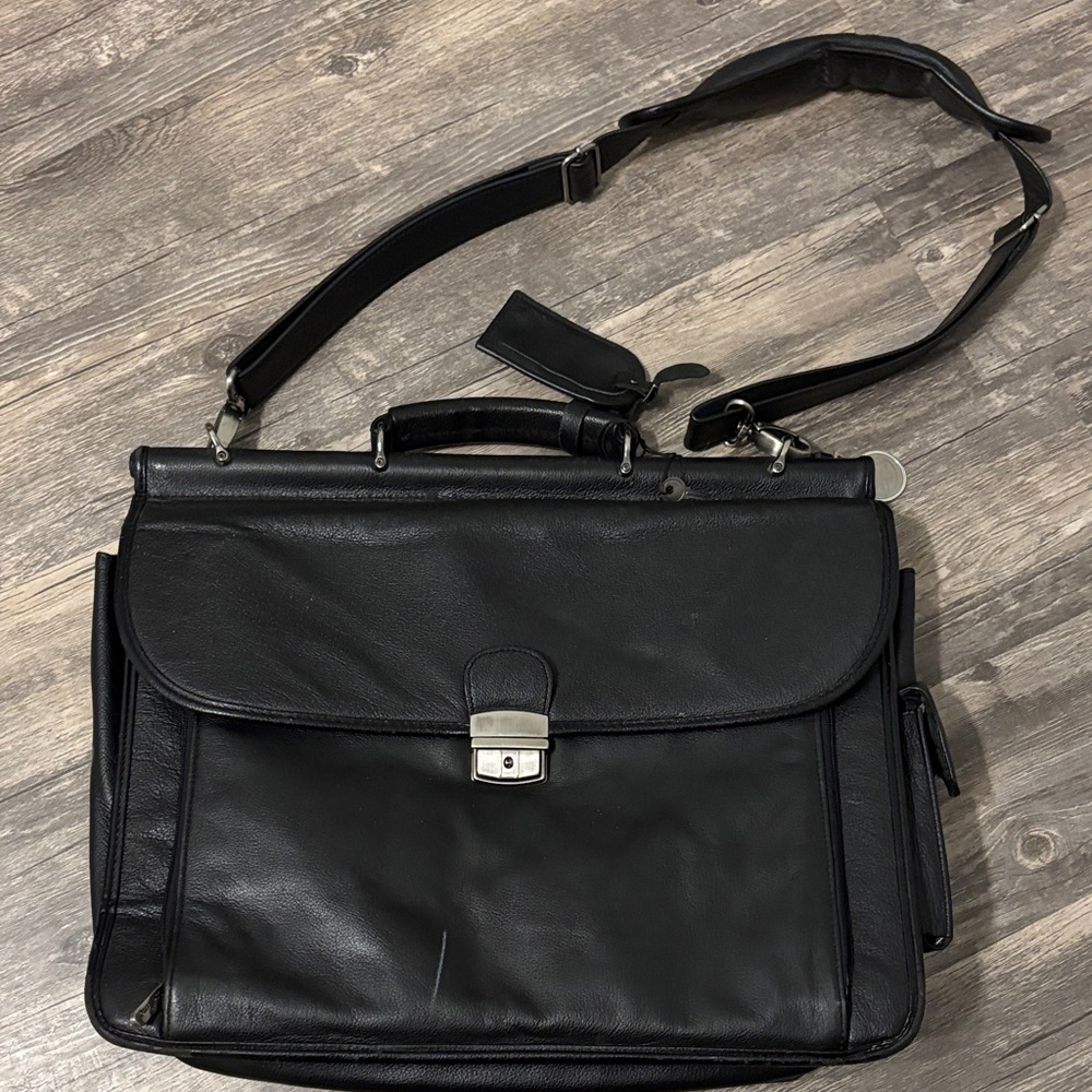 Sleek Black Leather Briefcase for Men